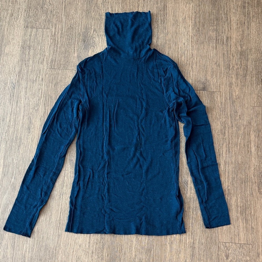 COS Navy Blue Fitted Turtleneck Sweater-size L
